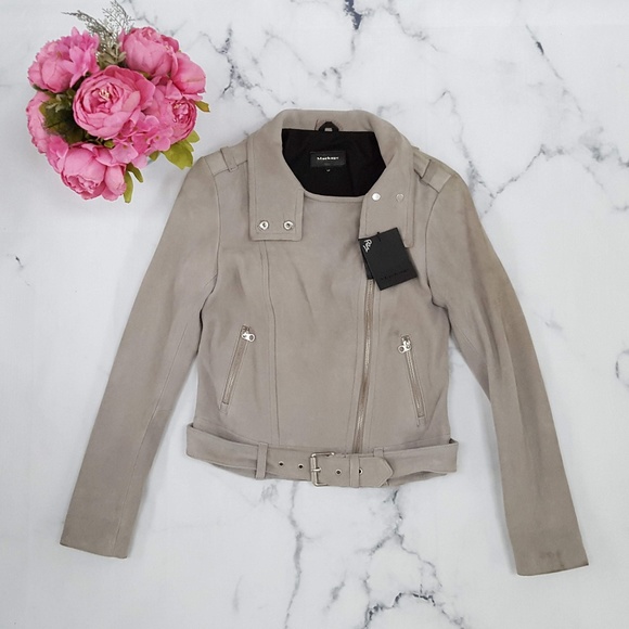Mackage, Hania-Su Suede Moto Jacket, Gray, Small - Picture 3 of 8